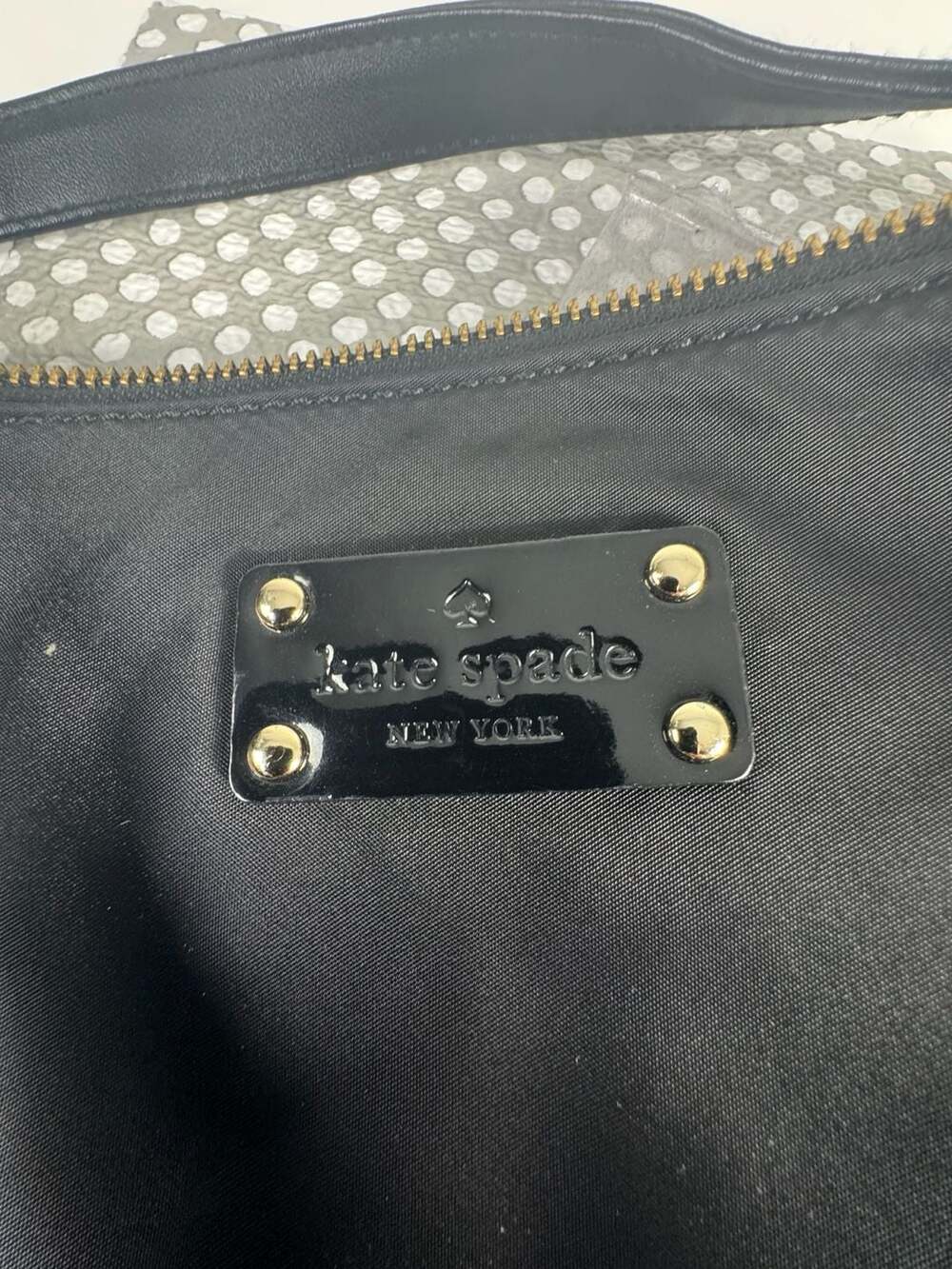 Kate Spade New York Black Nylon Shoulder Bag with Polka Dot Interior